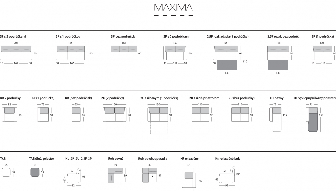 Nábytek MP - sedací soupravy - Maxima